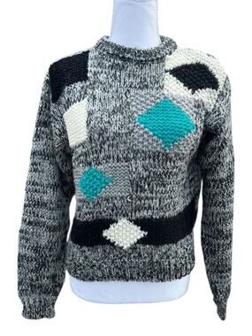 Vintage 90s High Sierra Women's Funky Grandma Sweater Colorblock Large